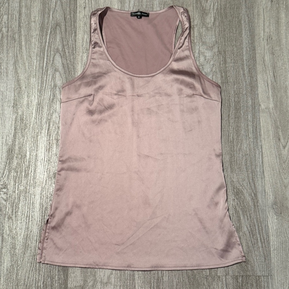 French Kiss Elegant Mauve Satin Tank Top